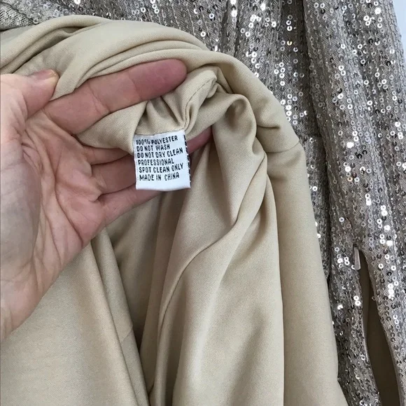 IEENA /MAC DUGGAL NWT Sequin Stretch Wrap Maxi Gown Formal Wedding Party Size 8 - Picture 13 of 14